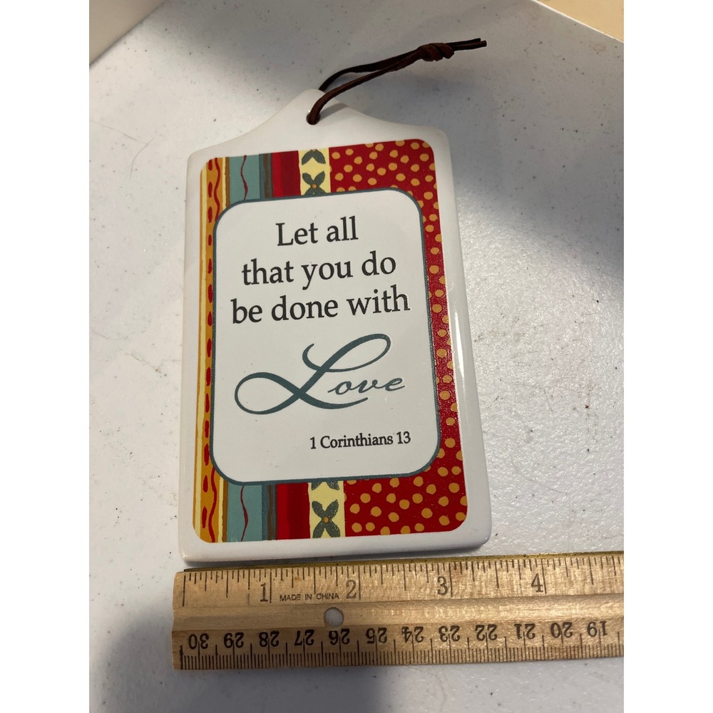 1 Corinthians 13 Ceramic Wall Plaque Scripture Art Love Decor Hanging Sign